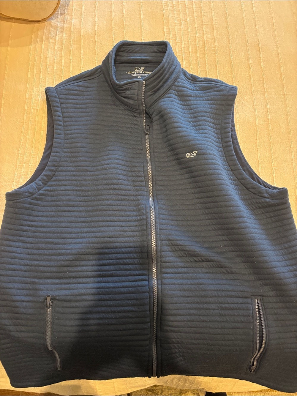 Vineyard Vines Men's Dark Navy Quilted Zip-Up Vest XL